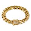 New Hip Hop Bracelet Gold Silver Color Cubic Zirconia  Stone Buckle 12mm Width Cuban Chain Bracelets Charm Jewelry for Men Women