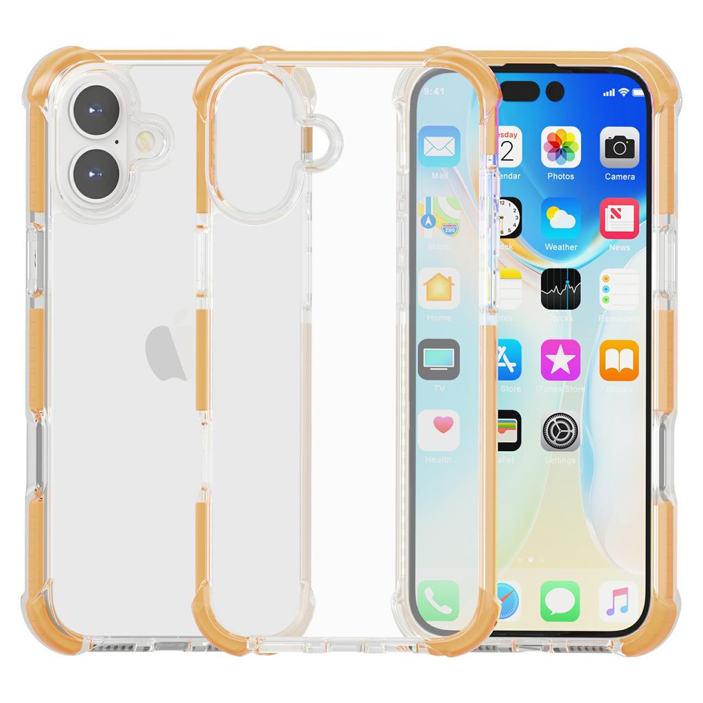 For iPhone 16 Case Four Corners Anti Drop Clear TPU+TPE+PC Phone Cover