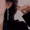 2024 Light Luxury Long Tassel Zircon Heart Earrings - Trendy & Elegant Niche Design