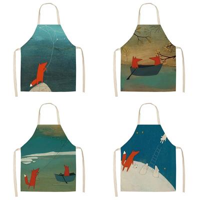 Кулинария Выпечка Кулинария Кухонный фартук Фартук с изображением лисы Льняной фартук Унисекс Ужин Кулинарный нагрудник Фартук Чистящий фартук