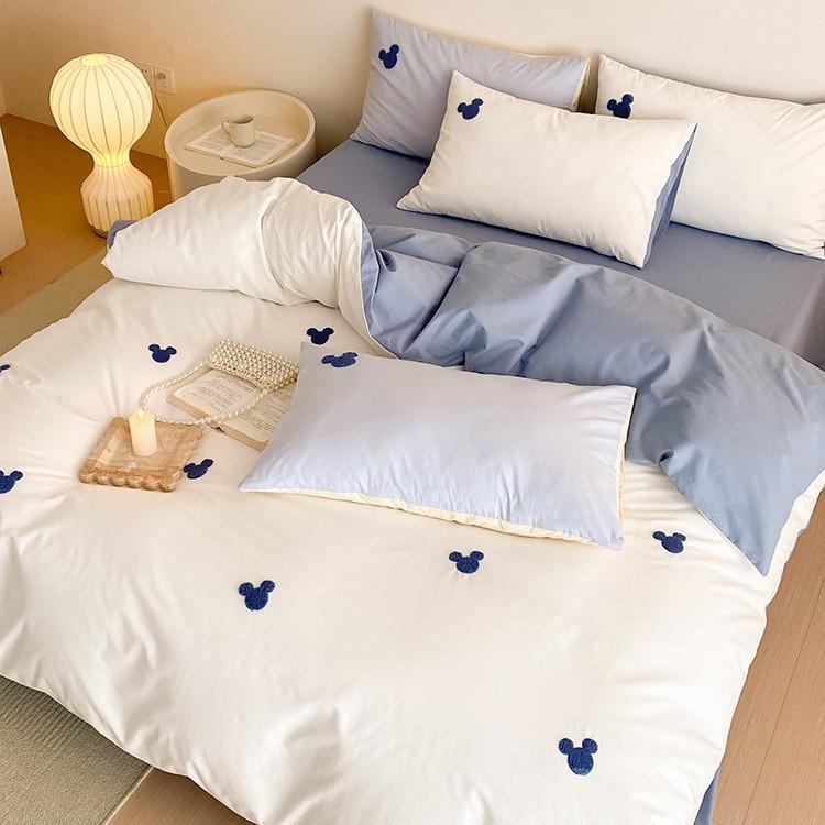 100% Чистый Хлопок Кровать Четыре предмета Простыня Пододеяльник Наволочка Приятный к коже и Дышащий Четыре сезона
