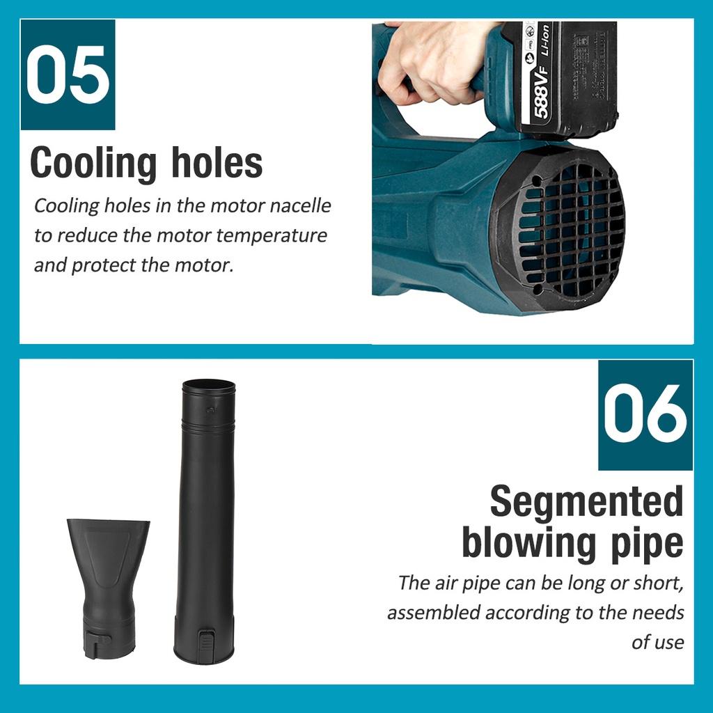 588Vf Cordless Electric Air Blower Handheld Leaf Blower Dust Collector Sweeper Garden Tools 30000RPM