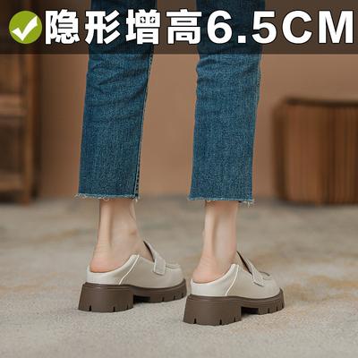 Небольшое увеличение внутренней высоты женские осенне-зимние туфли на платформе и толстом каблуке, повседневные маленькие кожаные туфли