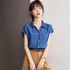 Винтажная майка с воротником-поло, летняя женская блузка, джинсовая рубашка без рукавов