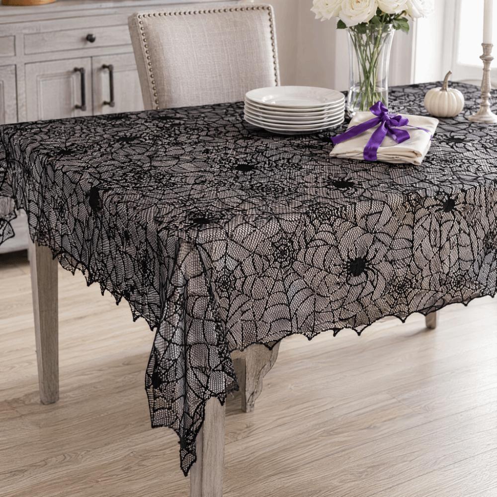 Lightweight Halloween Decoration Portable Spider Web Tablecloth Black Tablecloth Event Decoration