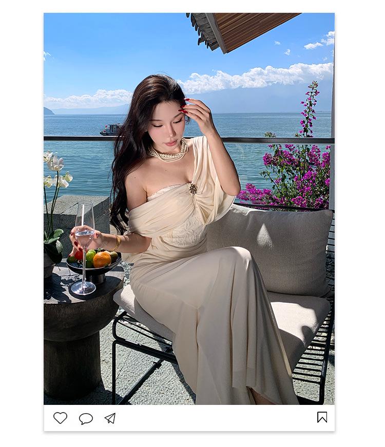 Elegant Autumn Evening Fishtail Dress - Sophisticated Style for Women