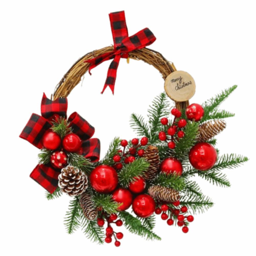 DIY Artificial Christmas Wreath Realistic Pine Cone Wall Hanging Floral Wreath  Household