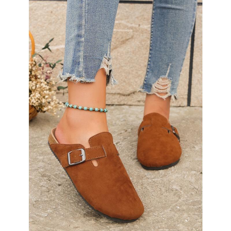 Fashion Autumn Women's Flat Cork Clogs Shoes Fashion Closed Toe Suede Platform Slippers for Women Outdoor Casual Slides Shoes Zapatos