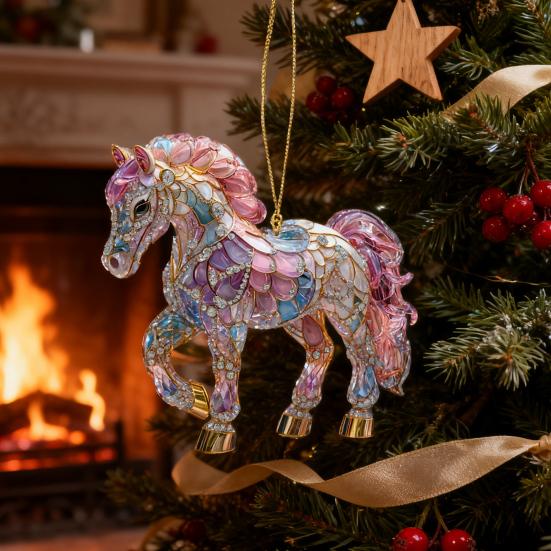 2D Акриловая Подвеска Лошадь Плоская Мультяшная Подвеска Лошадь Брелок Шарм Красочное Украшение Лошадь для Рюкзака Украшение Рождественской Елки