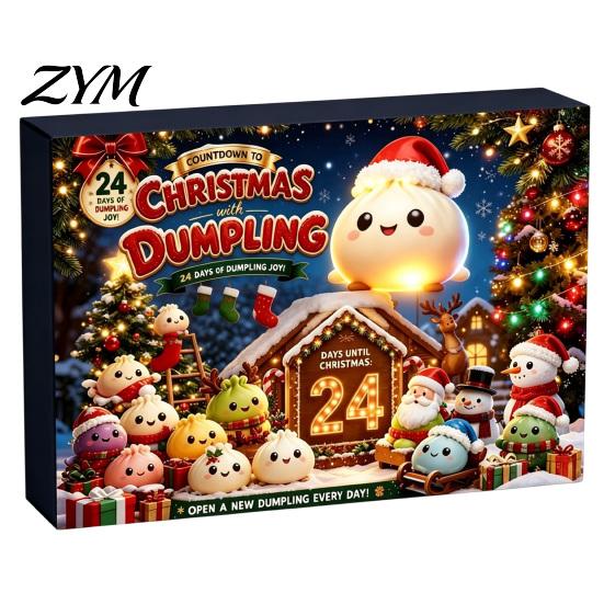 Christmas Gift for Adults 2026 Squeeze Toy Advent Calendar, 24-Day Dumpling Bun Fidget Cute Toys Countdown Box, Soft TPR Stress Relief Sensory