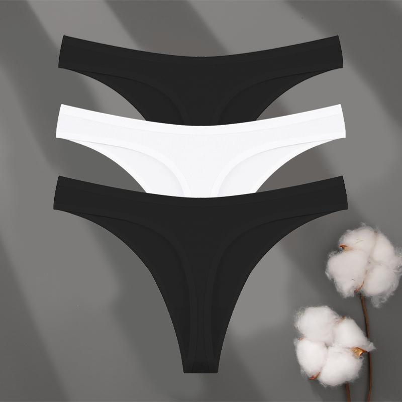 3Pcs/set Cotton Seamless Panties Comfort Underwear for Women Low Waist Breathable Thongs Sexy Solid Sport G-String Soft Lingerie