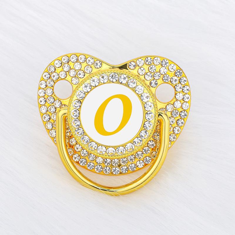 Соска для новорожденных с золотым цирконом и инициалами имени на крышке, персонализированные пустышки для младенцев, силиконовая пустышка для младенцев, новый подарок для детского душа