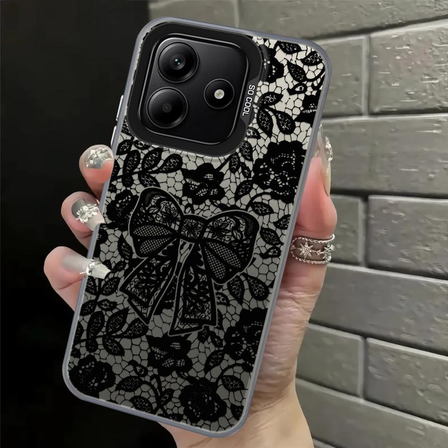 Модный черный чехол-накладка с кружевной спинкой для телефона Xiaomi Redmi Note 14 11 12 Pro 12s Note 13 Pro Plus 11s