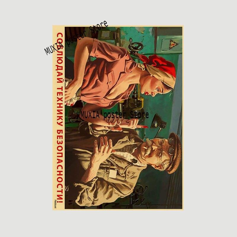 Ретро советский пин-ап пропагандистские плакаты для девочек крафт-бумага домашний декор гостиная бар кафе украшения настенные наклейки художественные картины