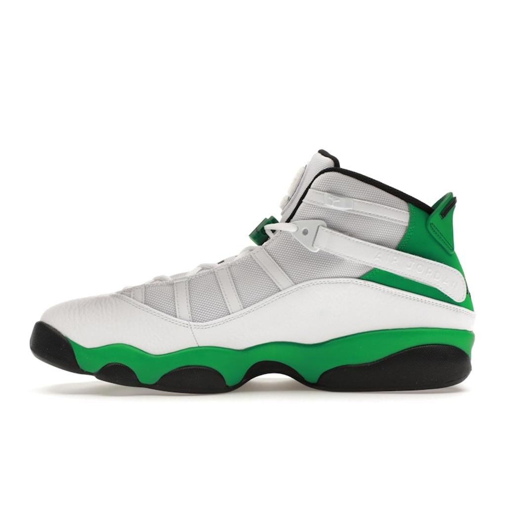 Кроссовки мужские Air Jordan 6 Rings Белые Lucky Green Черные 322992-131