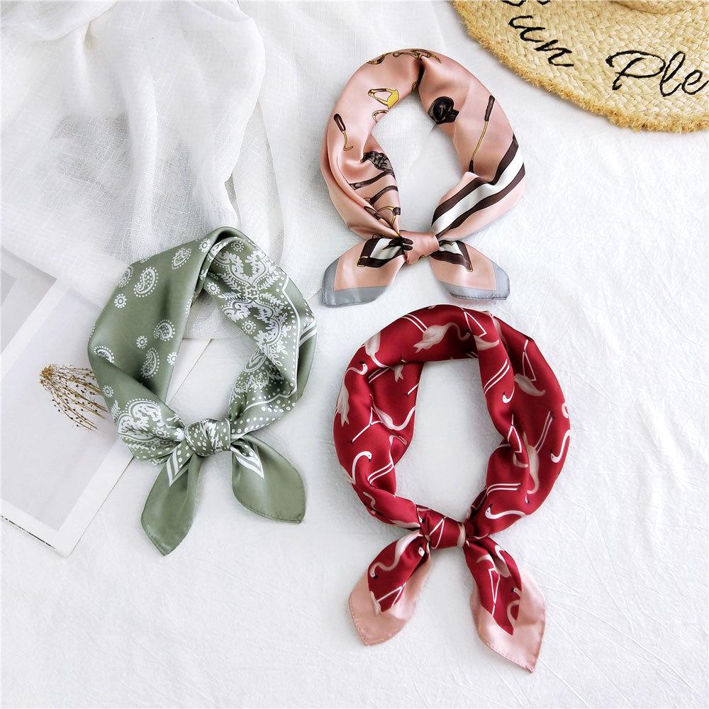 53CM Silk Scarf Small Square Scarf Versatile For Women Spring And Autumn Thin Design Fashionable And Stylish Decorative Scarf Professional Flight