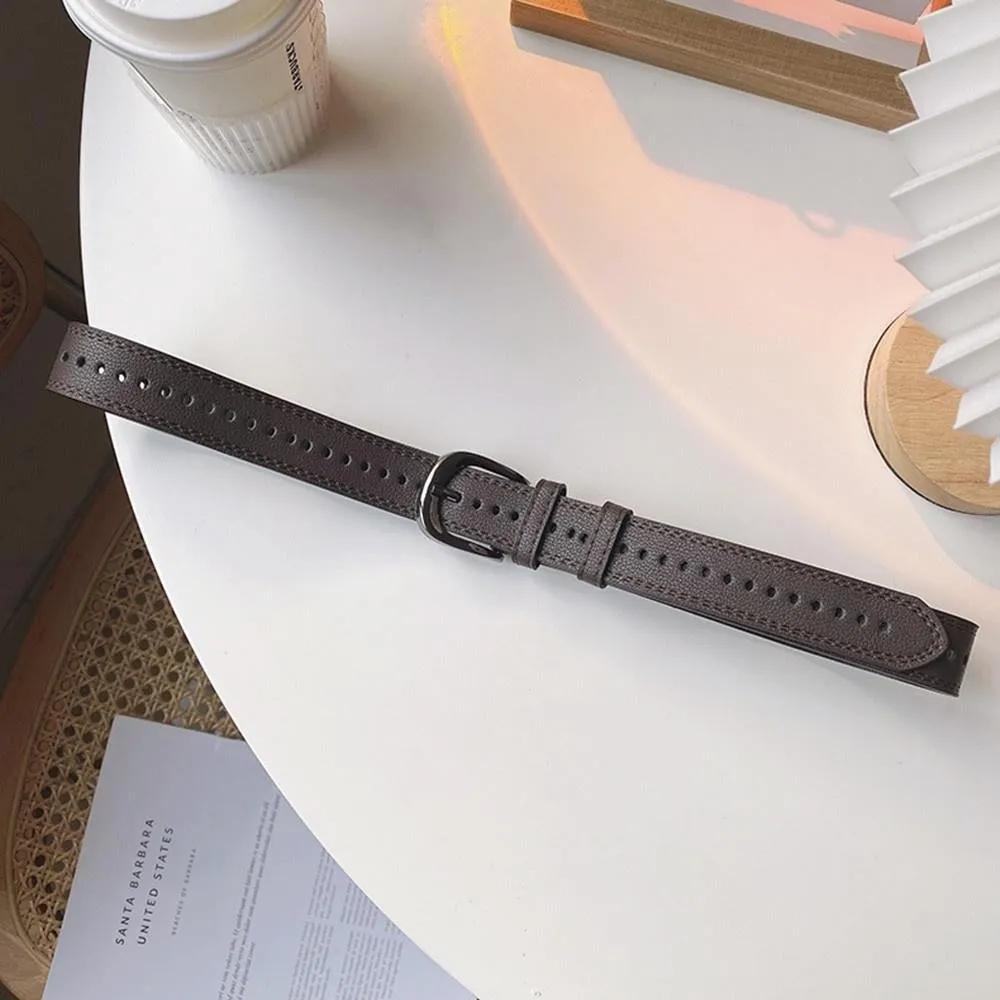 1 шт. Корейская версия, универсальный ретро-ремень для джинсов с пряжкой, с отверстиями по всему телу, модный простой ремень, аксессуар для костюма.