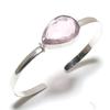 Natural Pink Kunzite Gemstone 925 Sterling Silver Cuff Bangle Adjustable T1g01