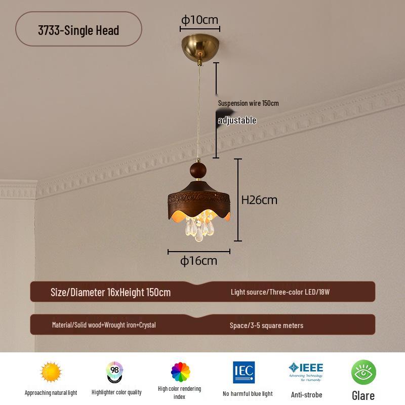 Ретро-люстра из грецкого ореха, лампа для защиты глаз для китайского ресторана, бара, прикроватной зоны или кабинета.