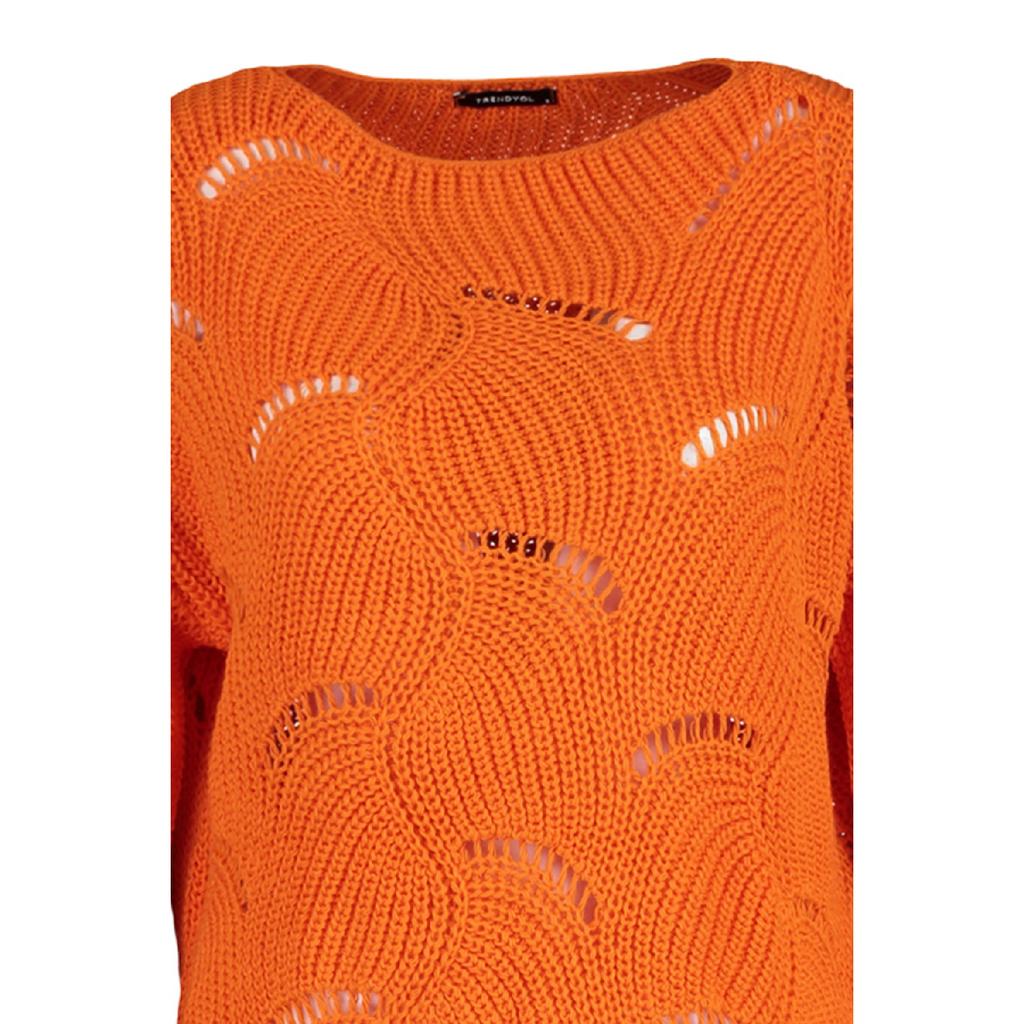Оранжевый ажурный вязаный свитер Tctaw23ak00070