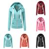 Women's Fashion Sports Cardigan Sweatshirt Zip Drawstring Hooded Jacket