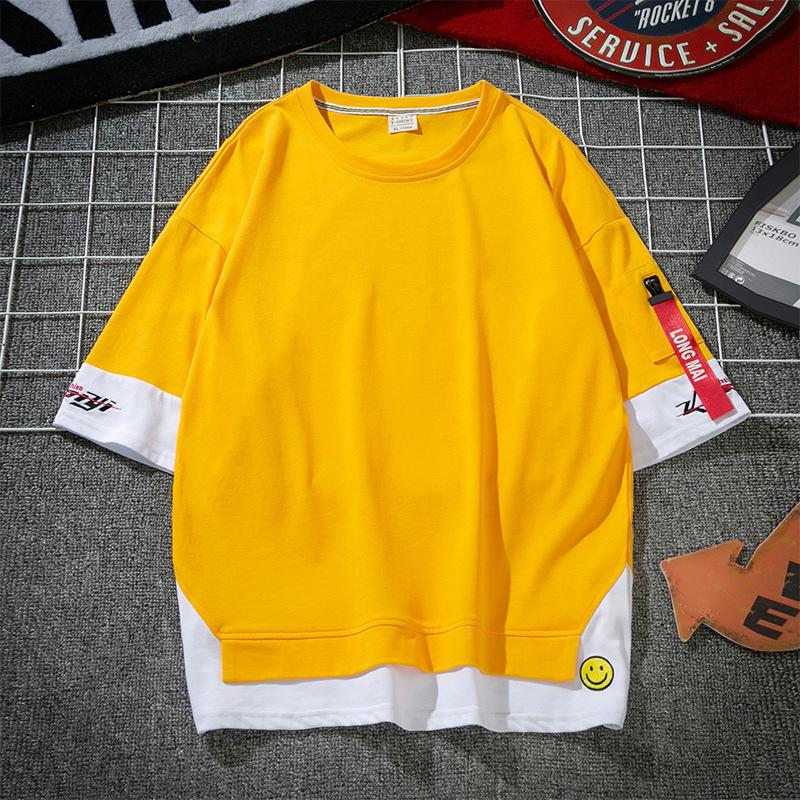 Мужская модная свободная хлопковая футболка в корейском стиле, летняя коллекция 2020 г.