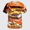 Summer Sportwear Short Sleeved Food Burger Men's T-shirt 3D Digital Printed Short Sleeved T-shirts