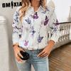 Женская рубашка, весна-лето, принтованный кардиган, топ с длинными рукавами
