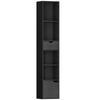 6 Tier Bookcase Tall Narrow Bookshelf With Drawer And Door Black