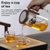 Glass Teapot Water Separation Wooden Handle Glass Teapot with Infuser Drip-Free Spout Tea Pot for Tea Brewing