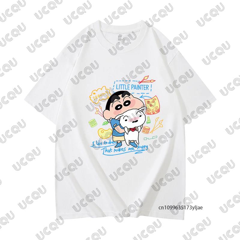 MINISO Летняя милая мультяшная парная футболка с принтом Крэйона Шин-чана и Сакурады Нини для мужчин и женщин, хлопковые футболки, повседневные модные топы