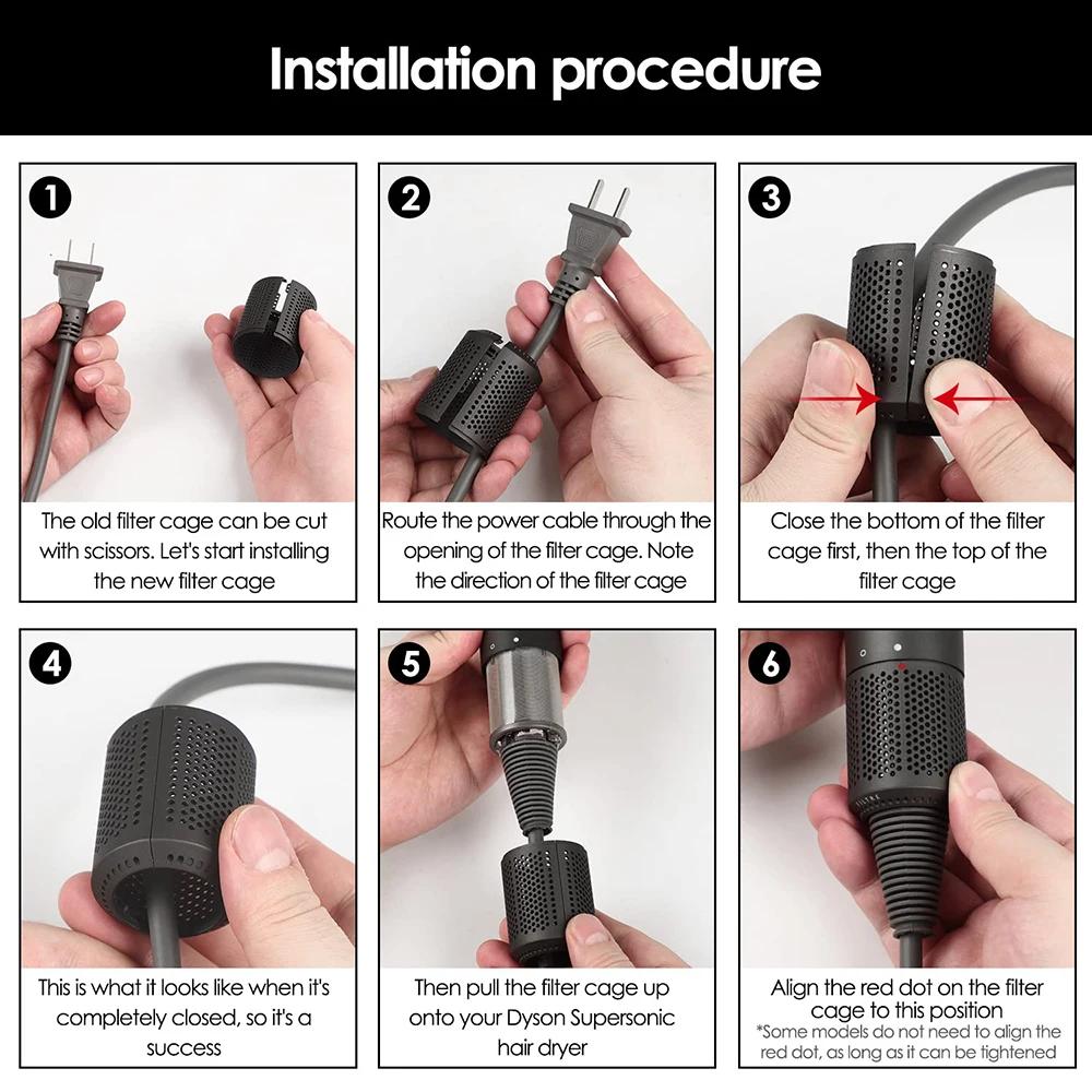 Внешняя крышка фильтра для фена Dyson HD01 HD03 HD08, пылезащитный сетчатый фильтр, сетчатая часть, защелкивающийся дизайн, детали для очистки