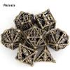 7 Pcs Copper Hand Skull Head Metal Dice Hollow Metal Polyhedral Dice Set Suitable for Role-Playing RPG Board Game Card Game