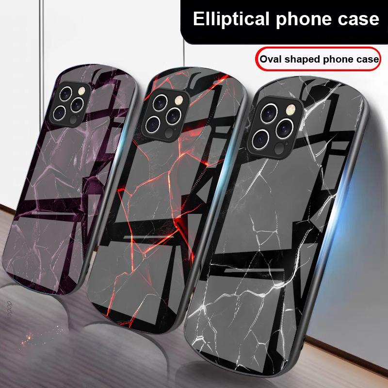 Узор с текстурой красной лавы Для iPhone 16 15 14 13 Plus 12 mini 11 Pro Max XR Xs Max X 7 8 6 6S 2022 Эллиптический стеклянный чехол для телефона