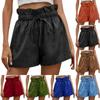 Women's Solid Colour Casual Comfortable Shorts Summer High Waist Tie Ruffle Loose Wide Leg Pants
