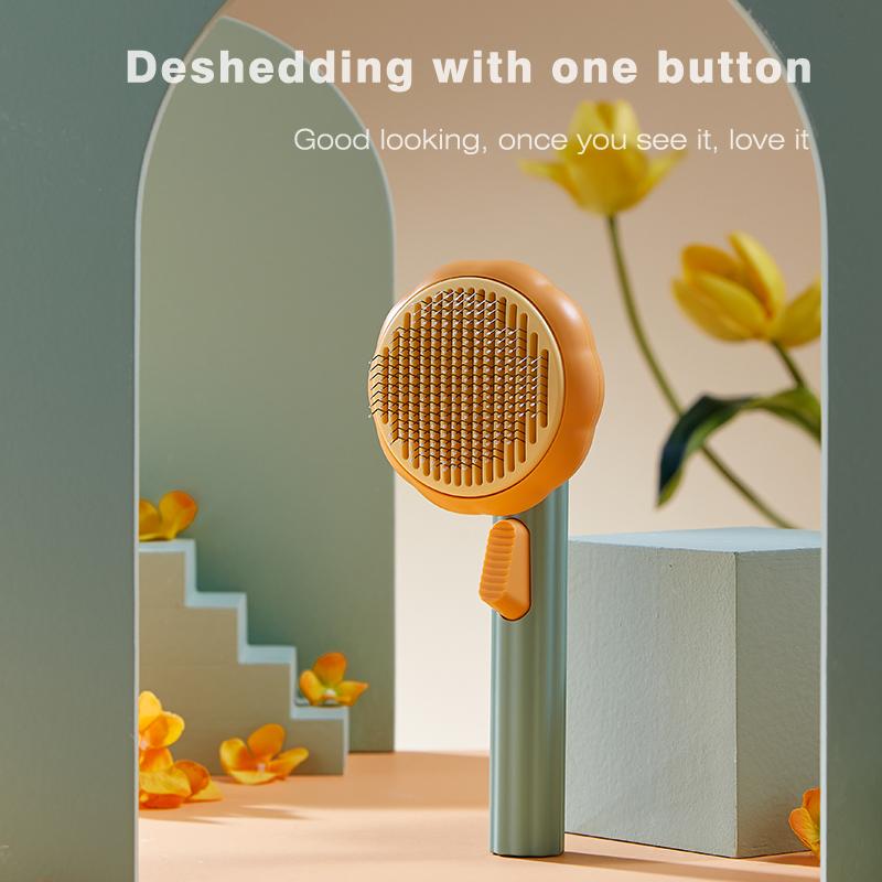 Custom Self-Cleaning Pet Hair Remover Comb Pumpkin Dog/Cat Bath Slicker High Shedding Massage Plastic Grooming Brush
