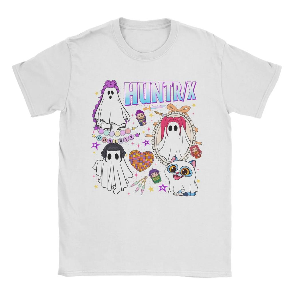 Men's KPop Devil Hunter Ghost Halloween Harajuku pattern printed 100% pure cotton round-neck short-sleeved T-shirt