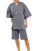 Edoten Men's Shijira-woven Jinbei, Thread, Sewn, and Dyed In Japan, Solid Gray, 5001GY, Size M