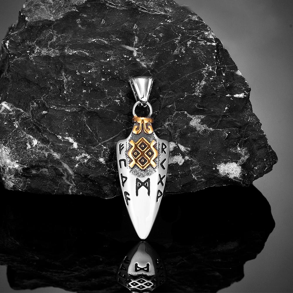 Скандинавские руны Одина, копье, ожерелье Gungnir, мужское золотого цвета, кулон со стрелой из нержавеющей стали, Valknut, талисман, мужские ювелирные изделия викингов