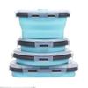 Набор из 4 штабелируемых складных силиконовых коробок для завтрака, портативных складных контейнеров для хранения продуктов, кухонной микроволновой печи и сейфа для морозильной камеры