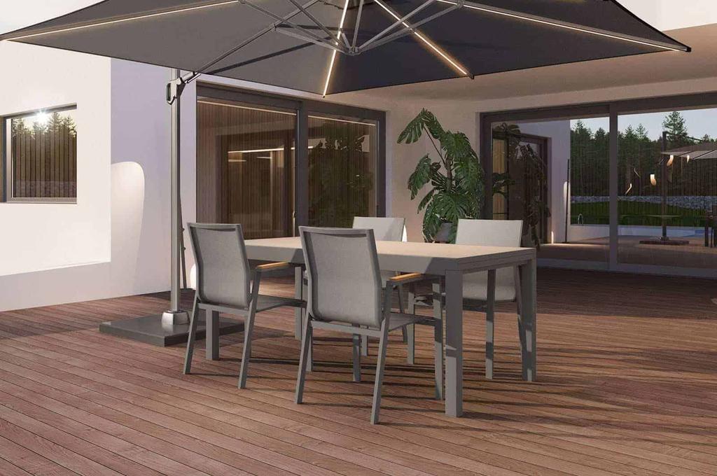 Krzesło ogrodowe leon 57x55x90 zumm szare aluminium teak homms
