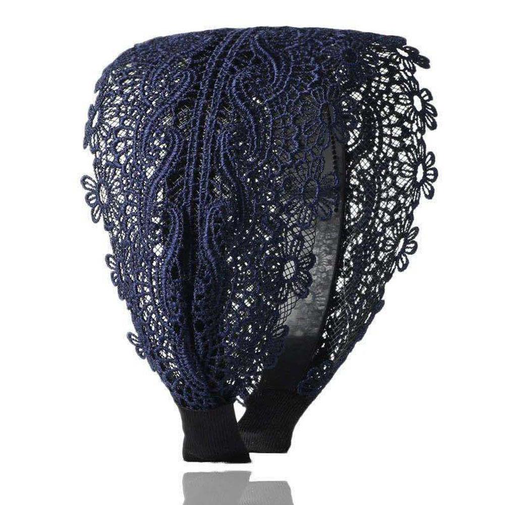 Кружевной тюрбан, широкая повязка на голову для женщин, милые нескользящие аксессуары, серая заколка для волос, модные волосы Y5B9