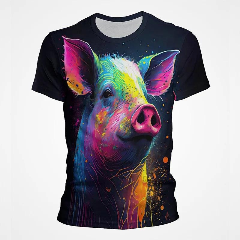 Забавные животные граффити арт графика 3D-принт топ с коротким рукавом хип-хоп круглый вырез короткий рукав мужские футболки