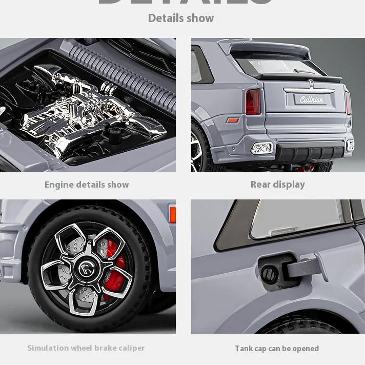 1/20 Scale Rolls Royce Cullinan Trailer RV Camping Van Diecast Model Alloy Metal Car Sound & Light Pull Back Home Display Ornament Boy
