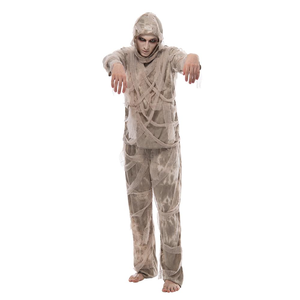 Men’s Mummy Costume Halloween Egyptian Bandages Scary Fancy Dress