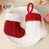 Mini Christmas Stockings Tableware Holder, Knitted Spoon Knife Fork Decorative Stocking Pendants Bag for Fireplace, Tree, Holiday Party Dinner