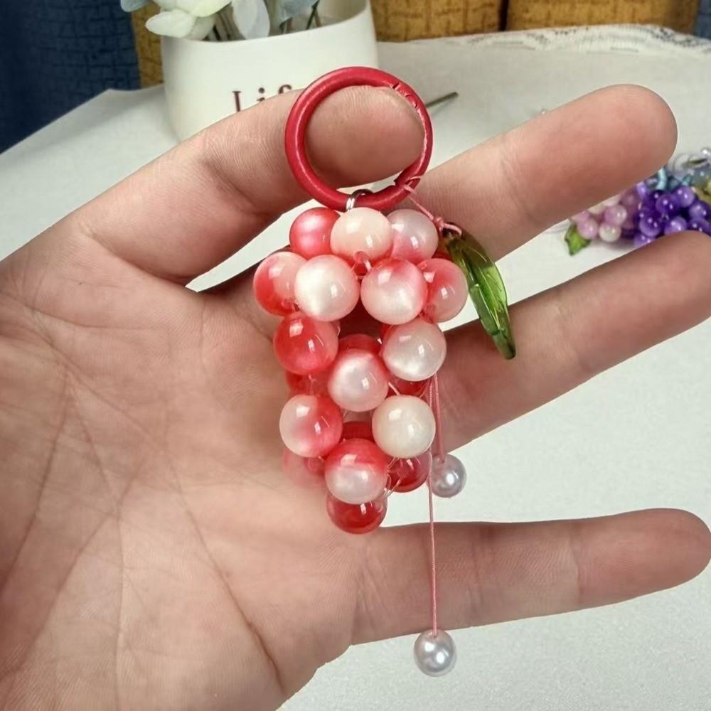 Zinc Zinc Alloy Grape Keychain Pendant Glazed Bag Charm Ancient Style Fruit Keyring Women