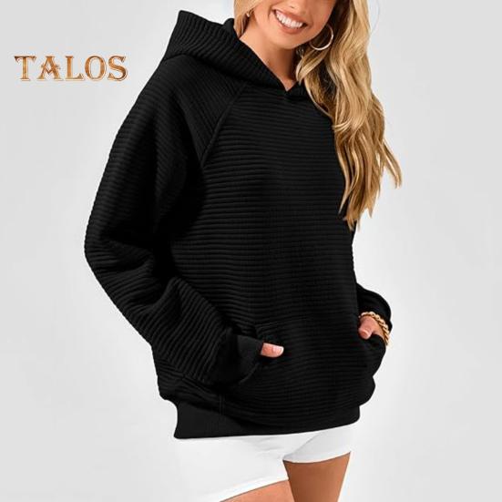 Осень-зима Женская толстовка с капюшоном, свободная, с большим накладным карманом, однотонная, с капюшоном, эластичные манжеты, повседневная одежда, спортивная, на все случаи жизни