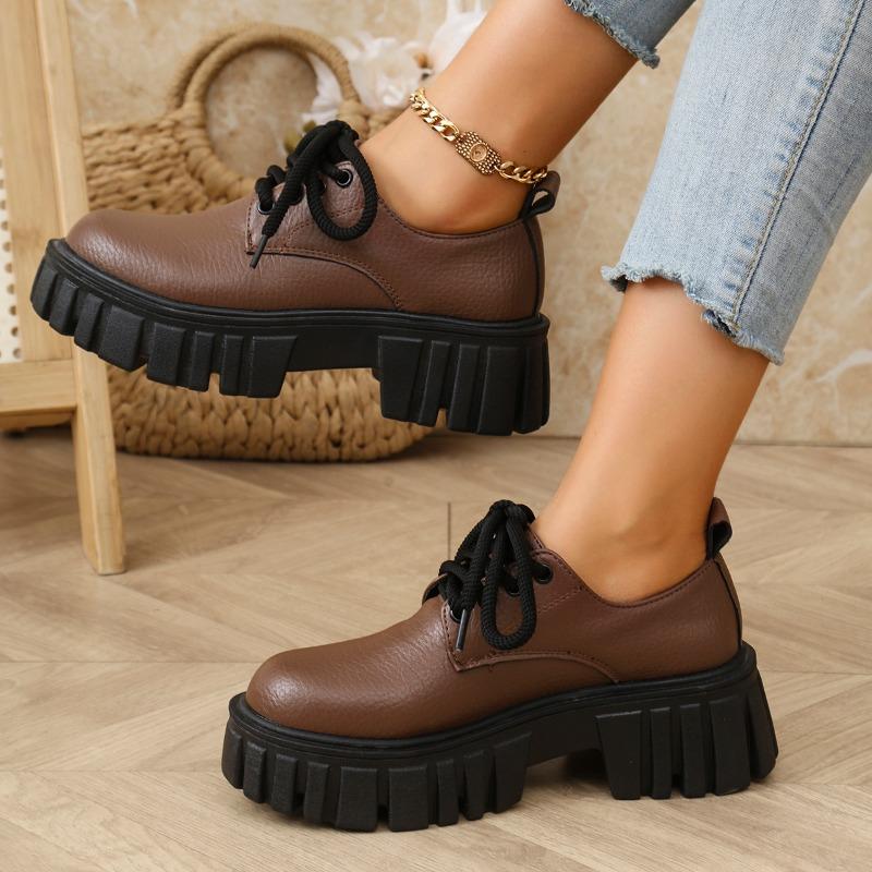 Женские туфли на толстом каблуке Весна Новые с круглым носком с глубоким вырезом с ремешком спереди на толстой подошве Противоскользящие Износостойкие Туфли с низким верхом