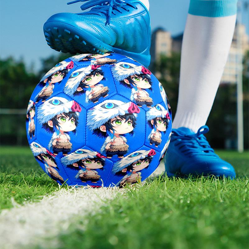 Demon Slayer Print Size 5 Soccer Ball, PU Wear Resistant Football for Match Training and Daily Practice, Birthday Gift for Soccer Fans